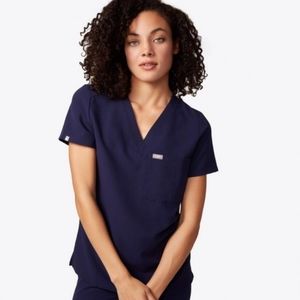 Figs Catarina Slim scrub top navy blue